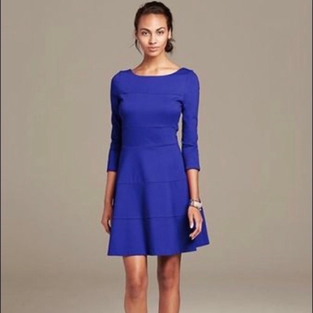 Banana Republic Fit & Flare Dress 3/4 Sleeve